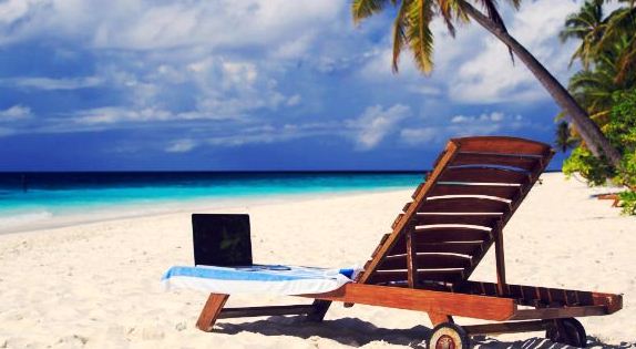 blogging on the beach